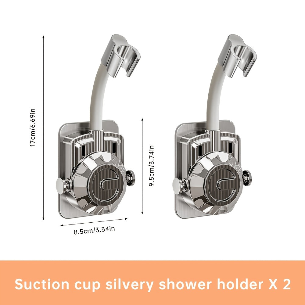 Musurjoy Bathroom Shower System Wall Mount Shower Head Holder - Adjustable Angle Shower Bracket, Silver Black Gray, No-Drill Wall Mount, Father's Day Gift, New Summer Product