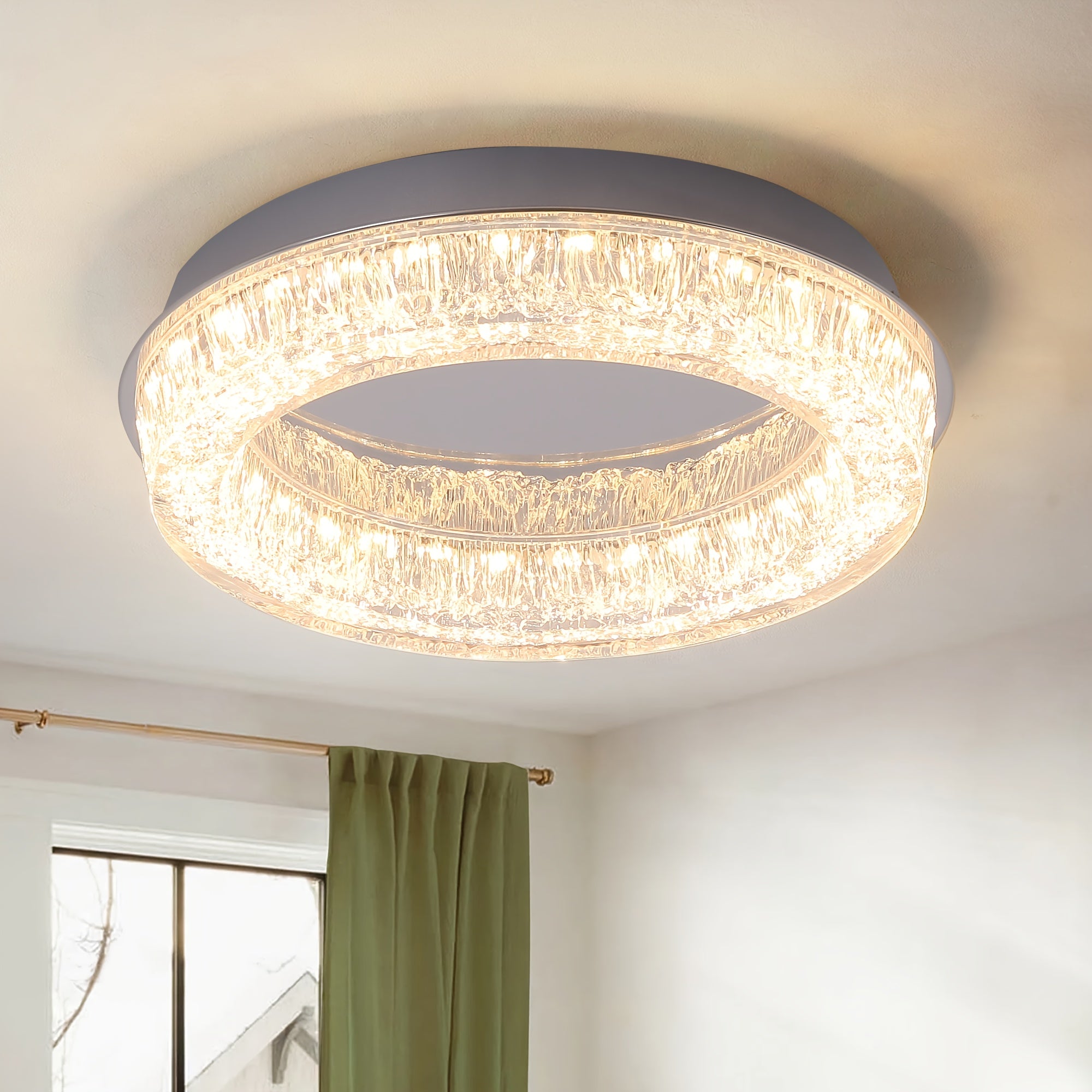 Gainid recessed ceiling light 12.2-inch modern LED ceiling light, round LED fixture with acrylic lampshade, suitable for bedroom, kitchen, foyer, hallway, entryway, chrome material, 3000K color temperature