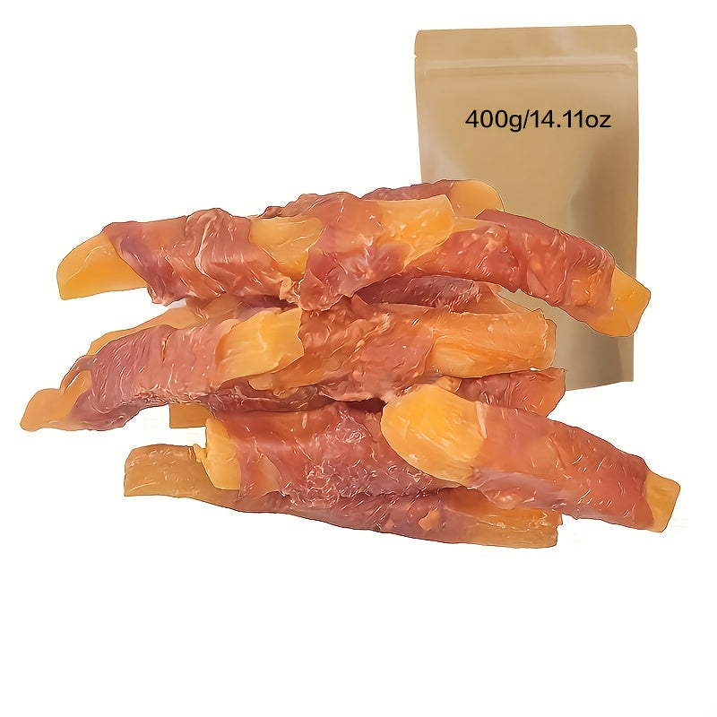 200g/400g 7.05oz/14.1oz 狗用雞肉包裹地瓜天然咀嚼零食，小型、中型、大型犬零食，以雞肉、馬鈴薯製成 - 健康、易消化、持久咀嚼、高蛋白