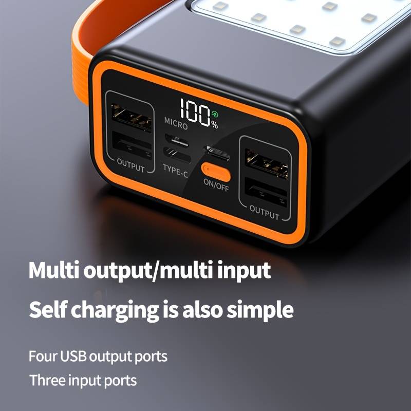 58800mAh Two-Way Fast Charging Power Bank with LED Neon Flashlight, Large Capacity Portable Bidirectional Mobile Power Source External Tito C Compatible with Smart Phones, for iPhone, for iPad, for Samsung Most Smart Devices, USB-C, USB-A, USB-B