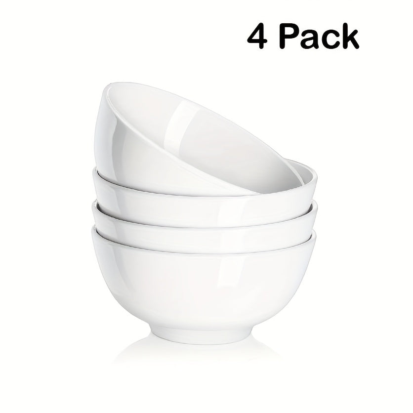 4-Piece Ceramic Salad Bowl Set, 6-Inch White Ceramic Bowls, 22 oz – Perfect for Kitchen Soup Bowls, Cereal Bowls, Ramen Bowls, Oatmeal Bowls, Fruit Bowls, Rice Bowls – Dishwasher & Microwave Safe