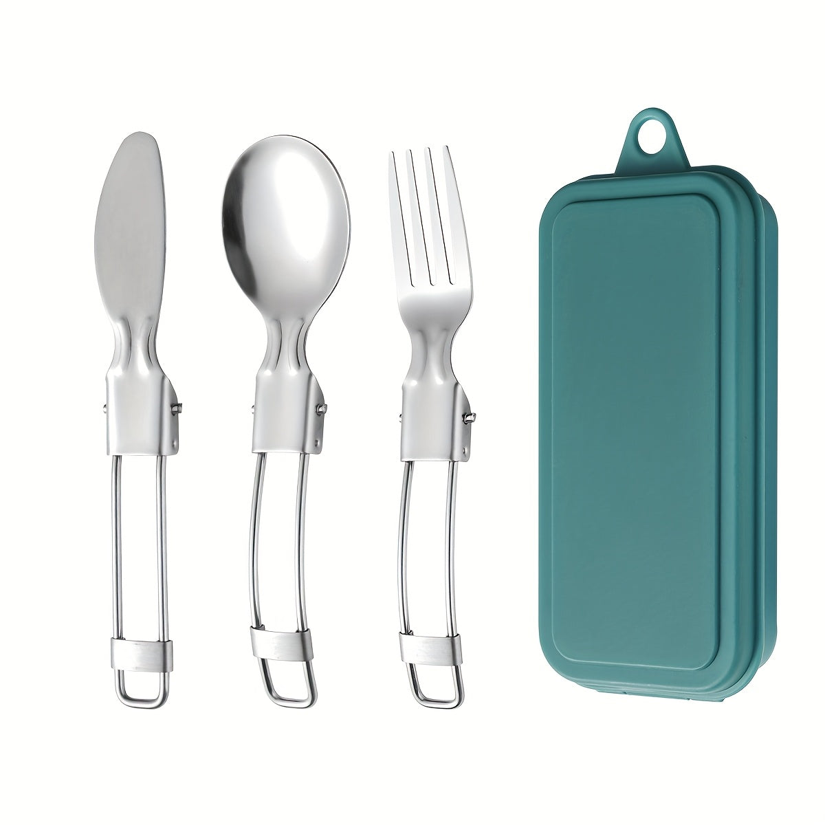 3-Piece Stainless Steel Foldable Knife Fork Spoon Set – Portable, Polished, Perfect for Outdoor Camping, Christmas, Easter, Father‘s Day, Labor Day – Foldable Spoon Fork Knife Set