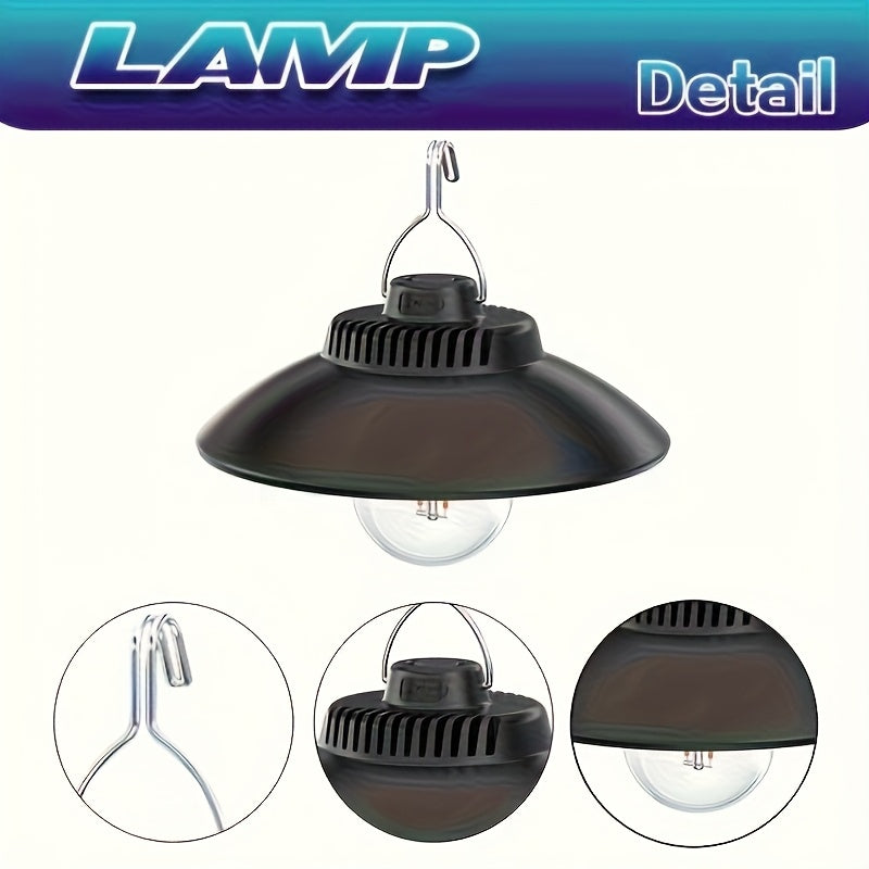 1 USB rechargeable tent light, 2-mode hanging bulb light, portable camping lantern, outdoor LED work light with hook design, emergency lighting, vintage tent light, suitable for hiking, fishing, barbecue, camping, daily use