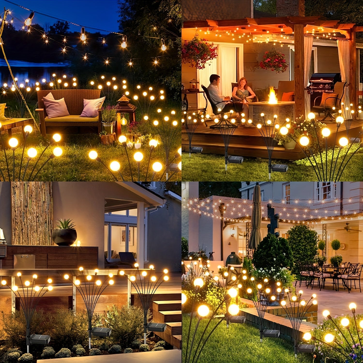 Solar Courtyard Light, 2/4/6/10/12 Pack Solar Outdoor Light, Outdoor Decorative Light, IPX5 Waterproof Swinging Solar Light, Firefly Light for Yard & Pathway, Large Bulb Swinging Solar Light