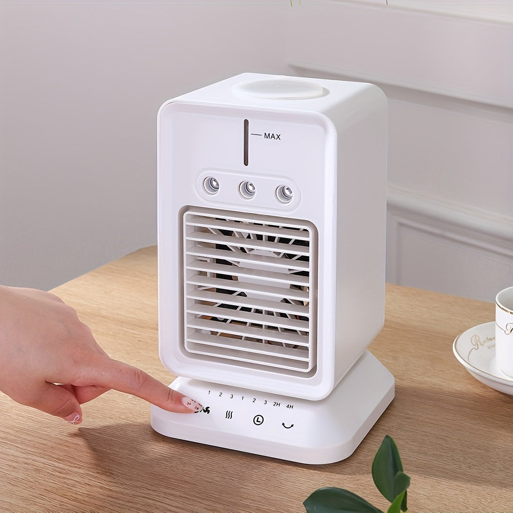 Mini Desktop Fan Spray Humidifying Oscillating Fan, USB Plug-in Touch Control Small Fan, 3 Speed Levels with Timing Function