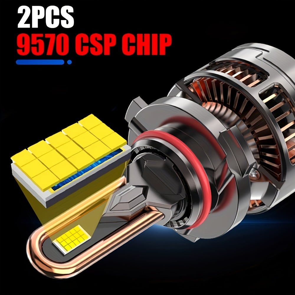 2件高品质LED 灯9006/HB4-QC065 H4/H7/H1/H4/9003/HB2/H11/H18/H16/9012/9005，950% 明亮 60000LM 带外部驱动器 Canbus 即插即用，250W，高性能LED，汽车用LED灯，12v