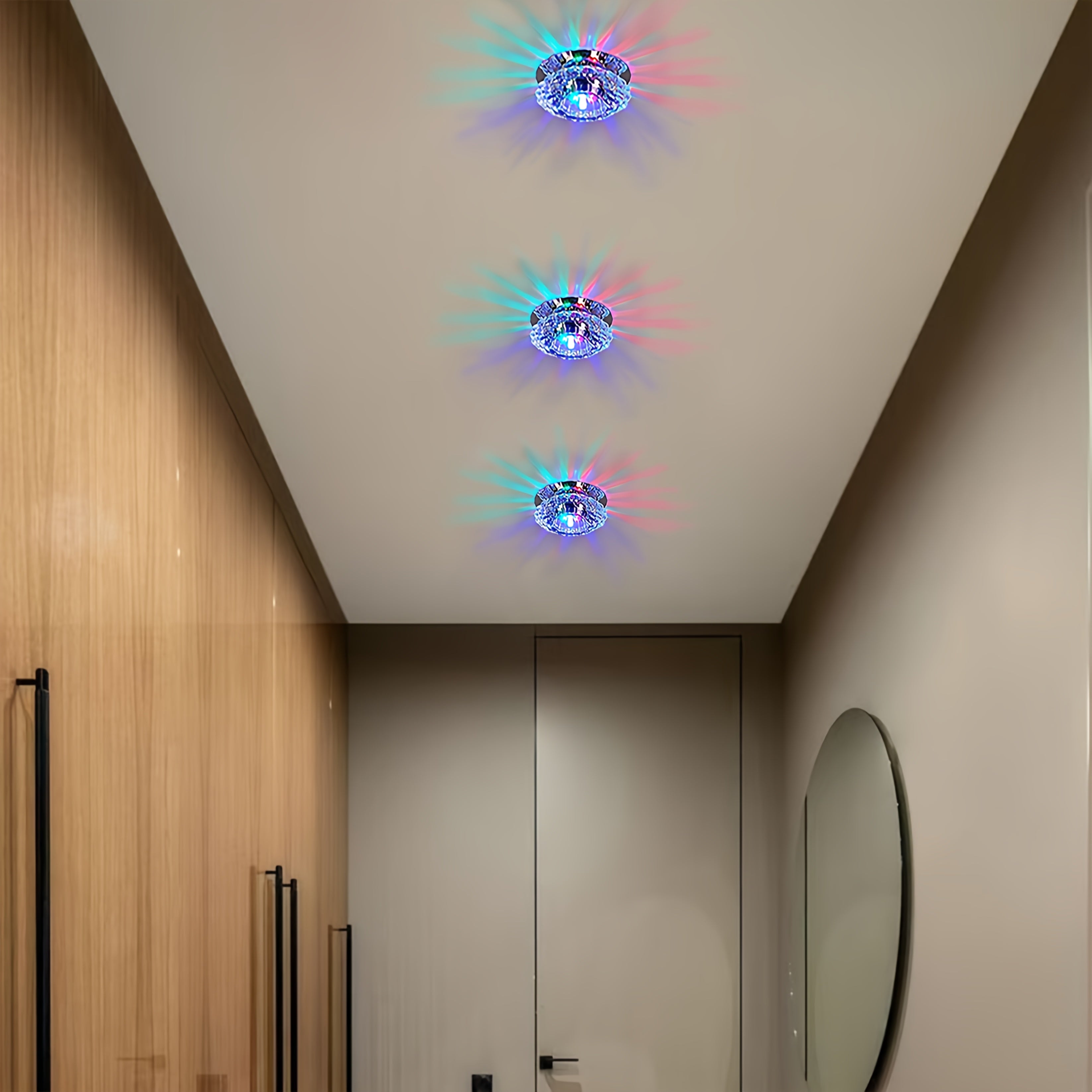 1-Piece Modern Crystal LED Ceiling Light Fixture - Semi-Flush Mount, Easy Installation, Metal Material, 85V-265V Working Voltage, Suitable for Hallway, Stairs, Kitchen, Café - Ideal Choice for Restaurants, Hotels, Malls, and Cafés