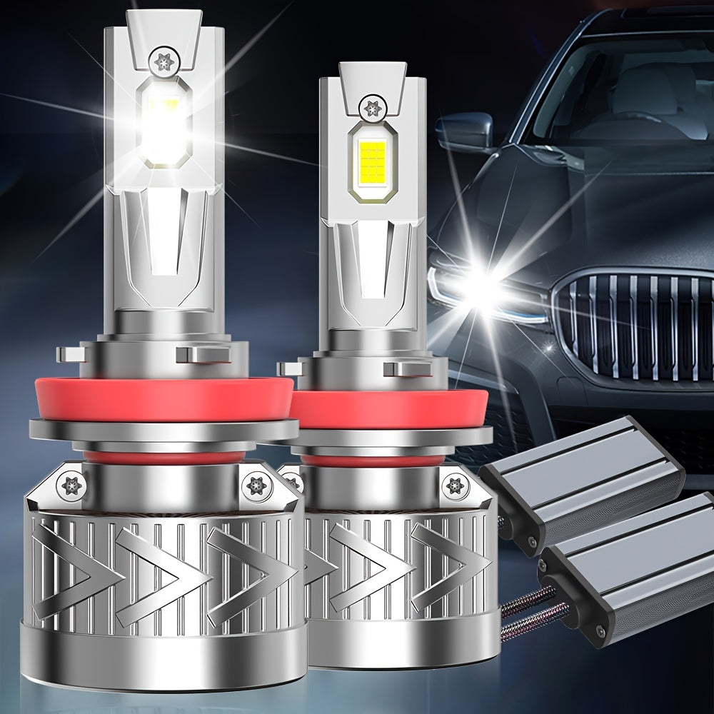 2Pcs LED Headlight Bulbs, Super Bright 320W 6500K White, 9570 CSP Chip, Turbo Cooling Fan and 360° Wide Beam, Compatible with 9005/HB3 9006/HB4 H8/H9/H11, for Car Lighting Upgrade, 12V-24V, 900% Brightness Increase