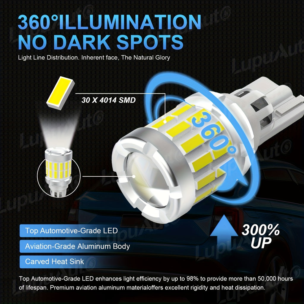 2Pcs LED Bulbs T15 W16W 921, Super Bright 21W 6000K White Light, Canbus Error-Free, for Car, Trunk and Taillight Upgrade, for Car Reverse Light Replacement, White
