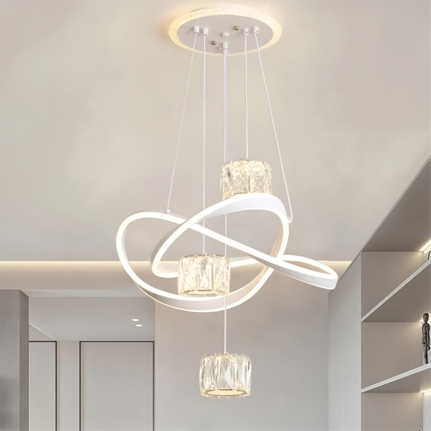 Modern LED Pendant Light 3-Color Dimmable Kitchen Island, Dining Room, Living Room Hanging Ceiling Light, Height Adjustable, Contemporary Home Decor, Living Room Lighting, Stylish Ceiling Light, Minimalist Pendant