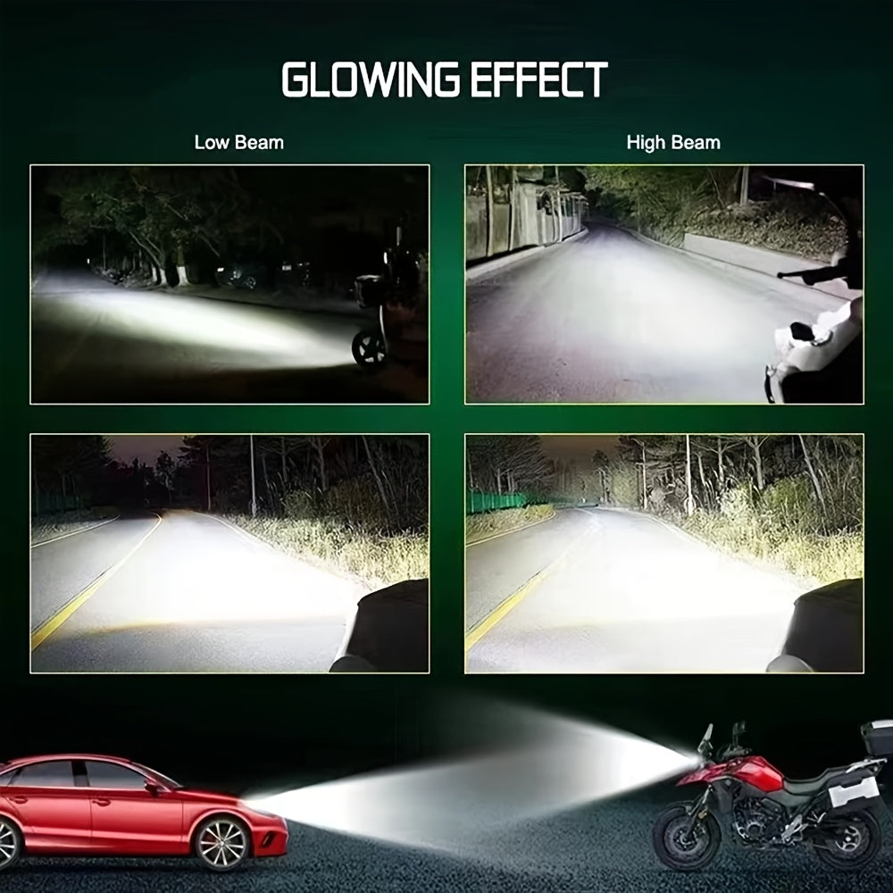 2-Pack H4 9003 HB2-QC0104 LED Car Headlight Bulbs, Mini Wireless H4 Projector Lens Fog Light Turbo LED 12V Car, H4 Automotive Lighting, H4 Modern Lighting, Reliable Performance, H4 Turbo Light, Car Enthusiasts, No Battery Included