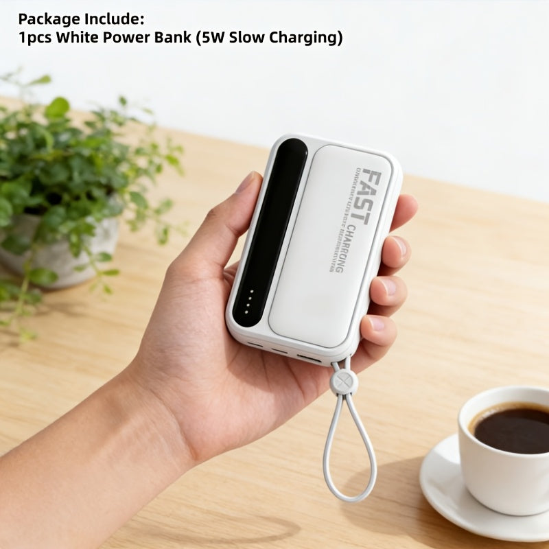 2026 LADAPU Newest Upgrade Mini Cute 10000mAh Portable Pocket Size 5W 15W Fast ChargingPower Bank, Small Size Large Capacity High Appearance, Built-in 4 Cables, High-SpeedRechargeable Battery, Trave Must Have, Great Girlfriend Gift, For IPhone