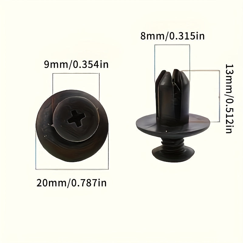 100/200-Piece 6mm/8mm Automotive Plastic Rivet Fasteners – For Door Trim Panel Fixing, Black Simple & Practical Essential Accessories, Fender Bumper Edge Molding Clips, Auto Bumper Rivets, Interior Trim Accessories, Decorative Trim Clips