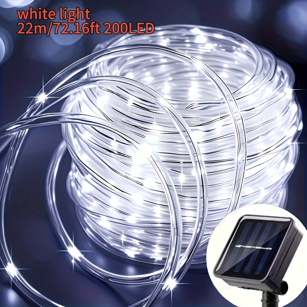 Solar LED tube light, 8 modes optional - 50/100/200/300 LED beads, new spring design, compatible with flexible wiring, specially designed for garden, wedding, Christmas decoration, supports solar charging