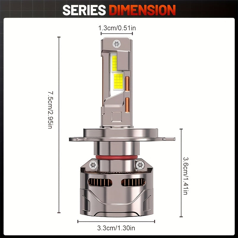 2-Pack External Driver Canbus Plug-and-Play Super Bright LED Car Headlight Bulbs, Compatible with H4/9003/HB2-B010 9005 9006 9012 H8 H9 H11 H16 Models, 280W 1200% Brightness 8890 CSP 12V/24V