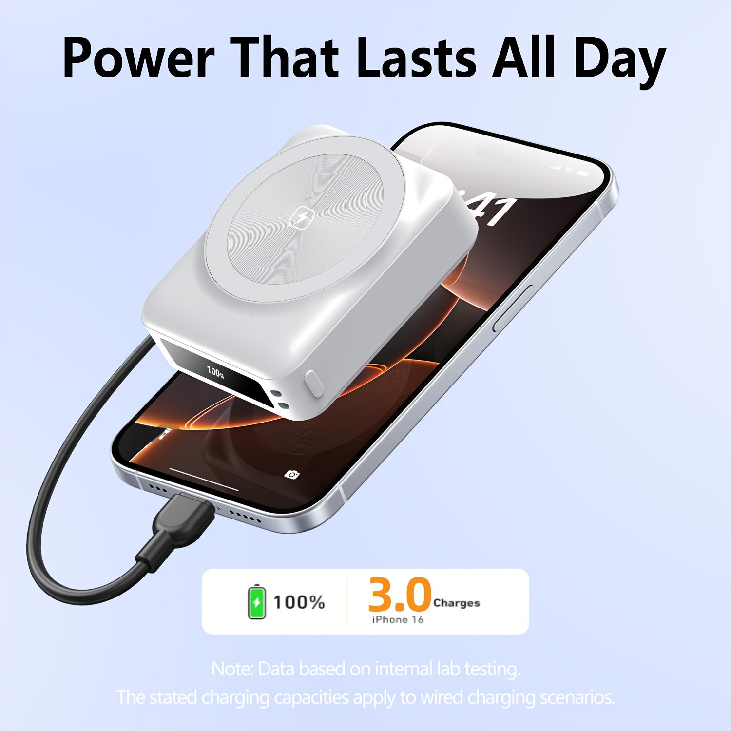 Ultra-Thin 10000mAh Power Bank with 22.5W Fast Charging & Magnetic Connector, Portable Charger Compatible for // - Type-C & Lightning Cable Included, Compatible for Phones, Tablets, Watches, Headphones