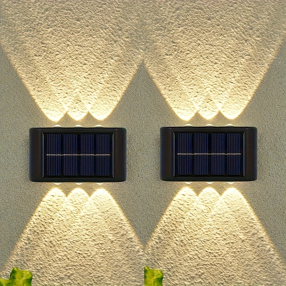 Spring & Summer Bestseller 5pcs Solar Light, 6LED Convex Lens Up-Down Wall Washer Light, Villa Fence Wall Light, Garden Light, Manor Courtyard Exterior Wall Light, Warehouse Garage Indoor & Outdoor