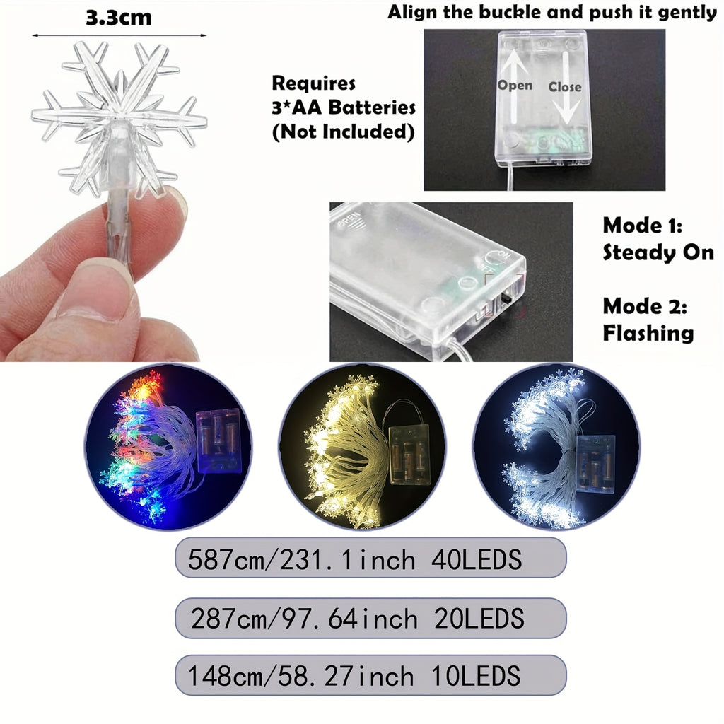 雪花節慶串燒電池盒，適用於臥室、客廳、花園、露營、派對、獨立紀念日、聖誕節、婚禮和舞會的便攜式派對電池盒（不含電池）