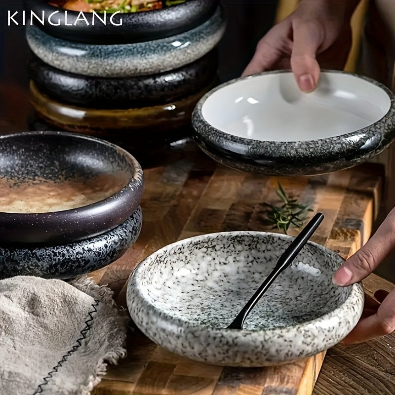 6-Piece Set Creative Kiln-Fired Glaze 6.0-Inch Ceramic Plates – Korean Kimchi Plate, Salad Bowl, Dish