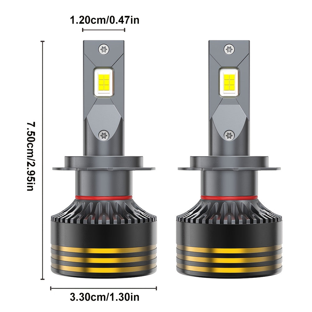 2PCS LED Motor Vehicle Headlight Bulbs, H7-QF009 H4/9005/H1/H4/9003/HB2/H11/9006/H1/9012, 3570 Chip, 800% Brightness, Easy Installation for Various Vehicles, with External Driver Canbus Plug-and-Play