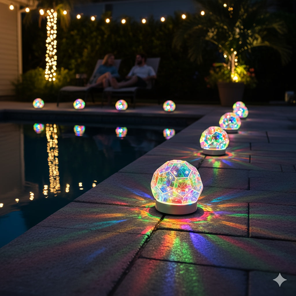 4PC Solar Colorful Geometric Ball Lawn Light, Outdoor Glowing Color Changing Hand-Assembled Ball Light, Suitable for High-End Home Windowsills, Outdoor Garden Courtyard Grass Poolside Party Gardening Decorative Light, Gift for Friends