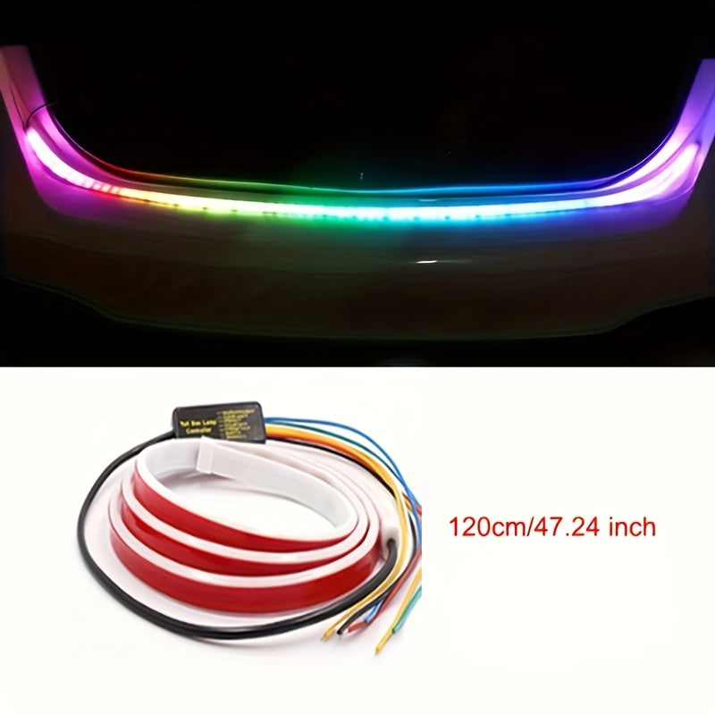 RGB灯带汽车LED 12V动态LED灯条47.24英寸/59.06英寸 - 汽车氛围霓虹灯，硬接线设计，适用于多种车型，无需电池
