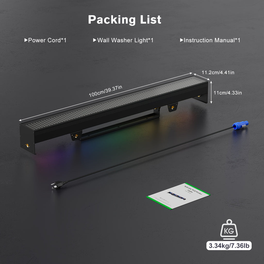 120W 666 LED RGB Wall Washer Light Bar, DJ Party Light Bar Stage Lighting, Supports 3/9/22-Channel DMX Control and Sound-Active Mode, Pixel Strobe Color Changing Light, Wall Washer Light for Church, Club, Live Performance, Wedding