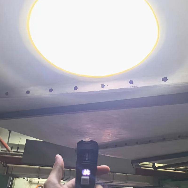 2000LM Ultra-Bright Portable Flashlight, High-Power Rechargeable LED Flashlight with Built-in Battery, Super Strong Handheld Flashlight, Long-Distance Zoomable Focus, Safety Lighting