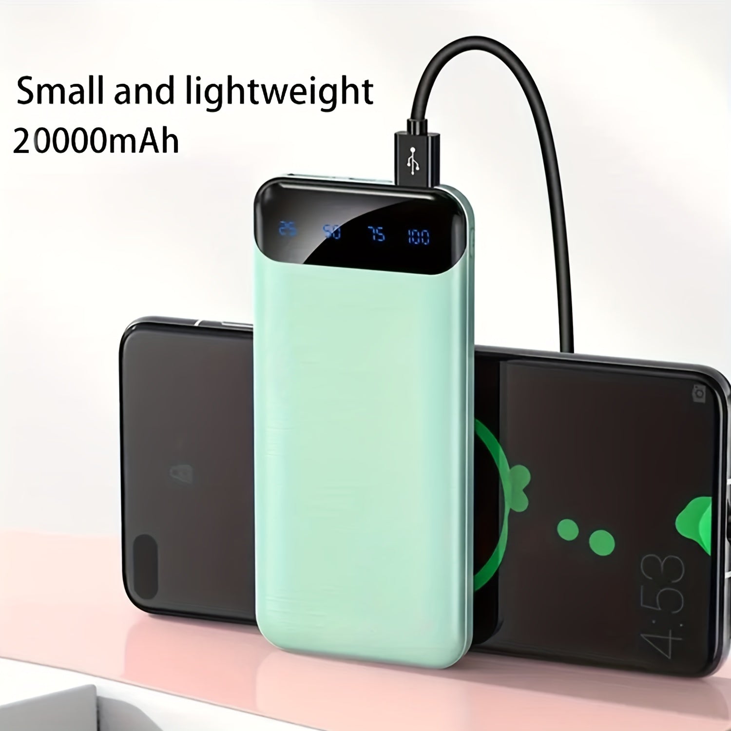 20000Mah Large Capacity Portable Power Bank, 2 USB Outputs And Type-C Output/Input, Suitable for Charging Mobile Phone Devices, Equipped with LED Display/Multiple Colors to Choose From, Portable Emergency Power Supply Device for Outdoor Travel
