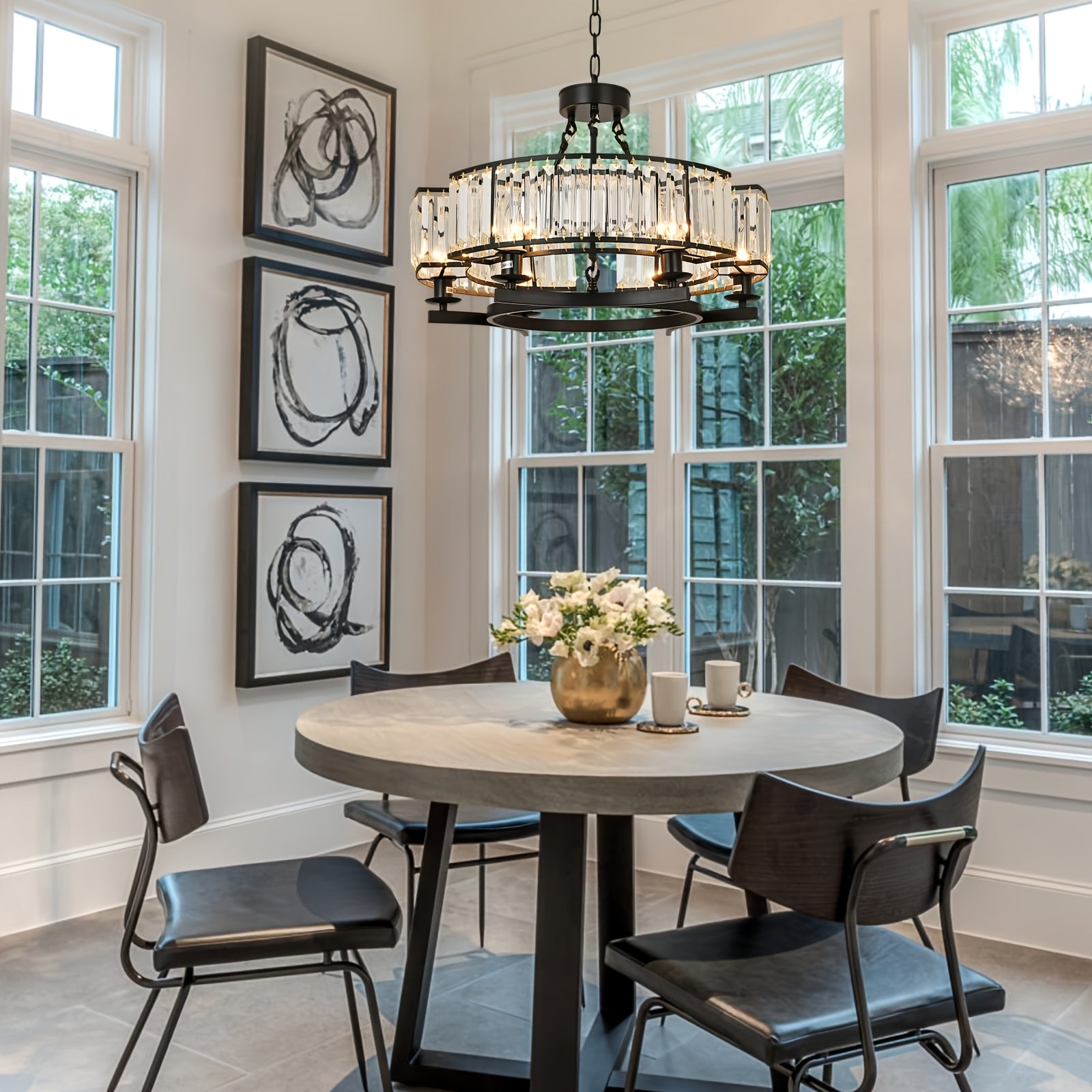 Black Crystal Chandelier 6-Light