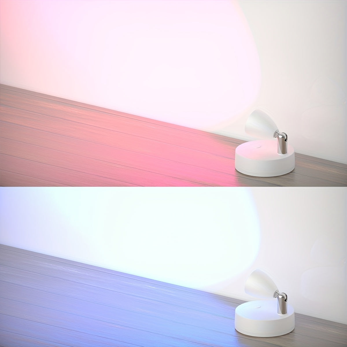 Remote Control Ambient Spotlight, Adjustable Multi-Color Night Light, Creative Lens 360° Rotatable Wall Lamp, 3 AA Battery Powered, Dimmable Stick-On Decorative Spotlight for Indoor Decoration