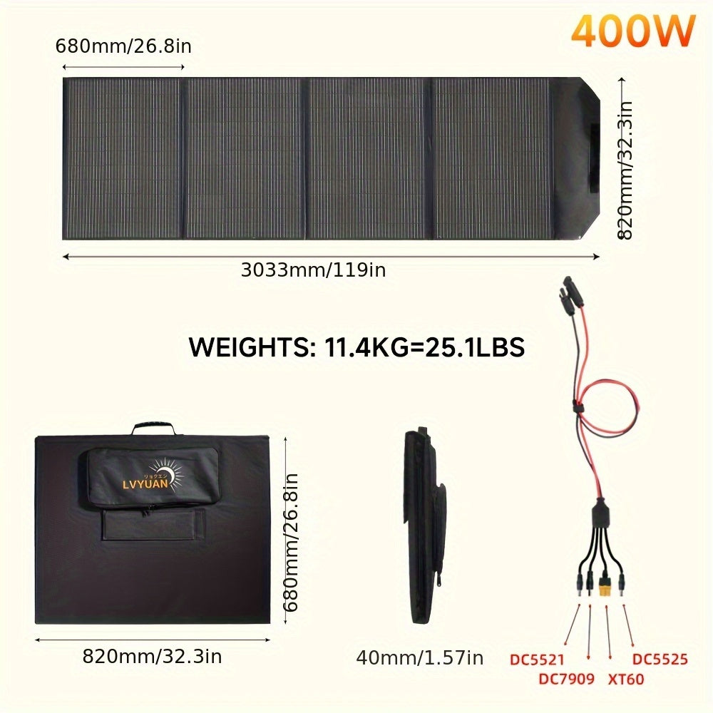 LVYUAN行動式單晶120W/200W 36V太陽能板，超輕摺疊型MC4聯結器電源站用太陽能充電器套件，適用於戶外露營RV離網系統