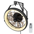 VEVOR 22 Inch Wall Mounted Fan with Light, Remote Control, 6 Speed Settings, for Patio, Workshop