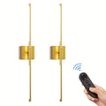 2-Pack Remote Control Linear LED Wall Light, 28-Inch Long Strip Stepless Dimming Wall Light All Gold Wall Light, for Stairs, Bedroom, Living Room Background Decoration, Metal Lamp Warm White Light, Rechargeable