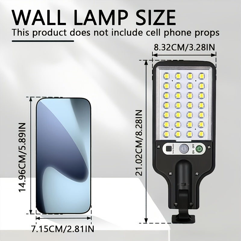 1 Outdoor Solar Street Light – Wide-Angle Solar Floodlight with PIR Motion Sensor, Supports Dusk-to-Dawn Automatic Lighting, 3 Selectable Working Modes. Perfect for Outdoor Gardens, Courtyards, Walls, Parking Lots, etc., with IP44 Waterproof Performance