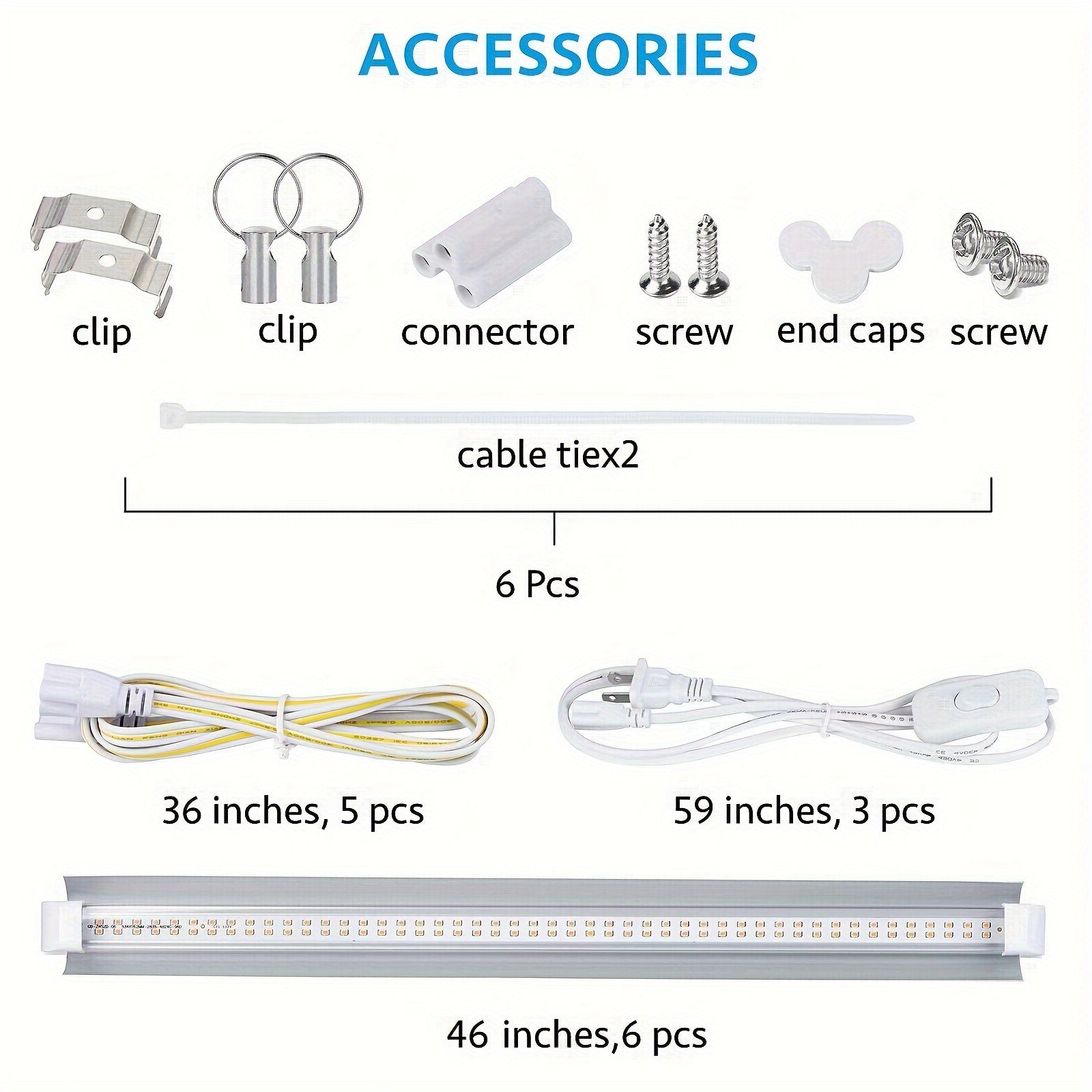 Indoor Plant Grow Light, 4ft T8, 270W (6 x 45W, 1620W Equivalent), Full Spectrum Sunlight Plant Light, Pinkish-White Spectrum Grow Light Strips, LED Indoor Plant Lamp, for Greenhouse, 6-Pack.