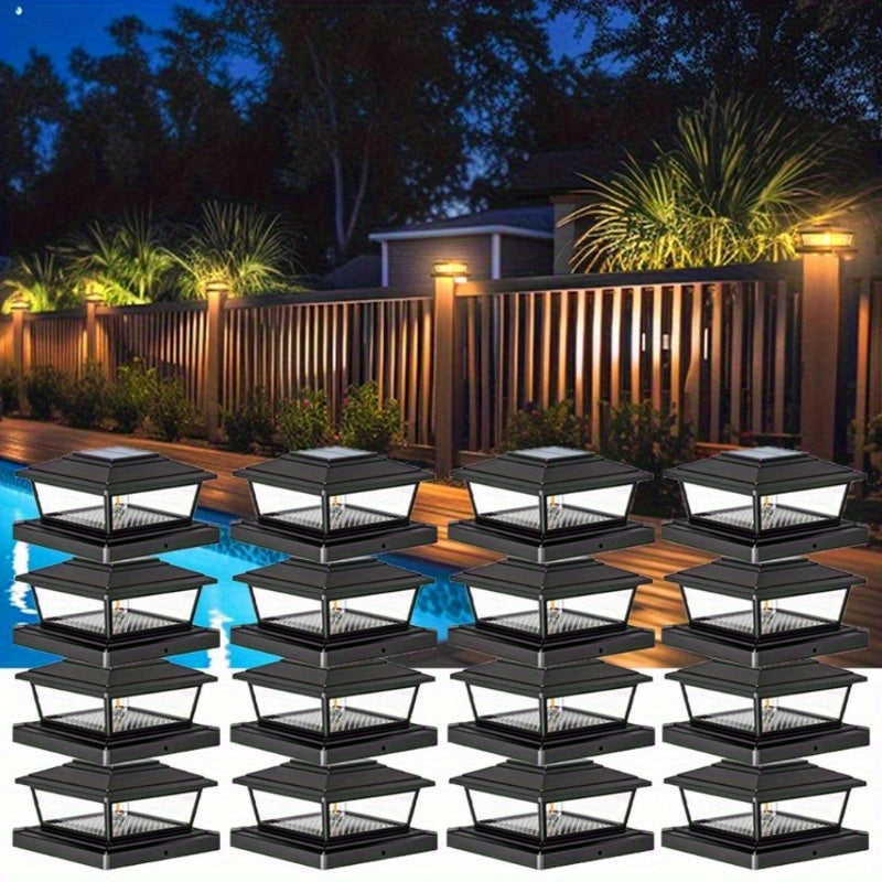 8/16/24 Pack Solar Post Cap Light, 2 Modes Auto On/Off, Suitable for Fences and Deck Courtyards, Gardens, Pathways, Compatible with 4x4 and 6x6 Wood/Vinyl Posts