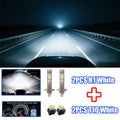 2Pcs H1/H3 + 2Pcs T10 LED Headlight Bulb Upgrade Kit, 20000 Lumens 6500K Color Temperature 500W High/Low Beam, CSP Chip, Fanless Mini Turbo Cooling, Universal with Canbus Decoder, Easy Installation
