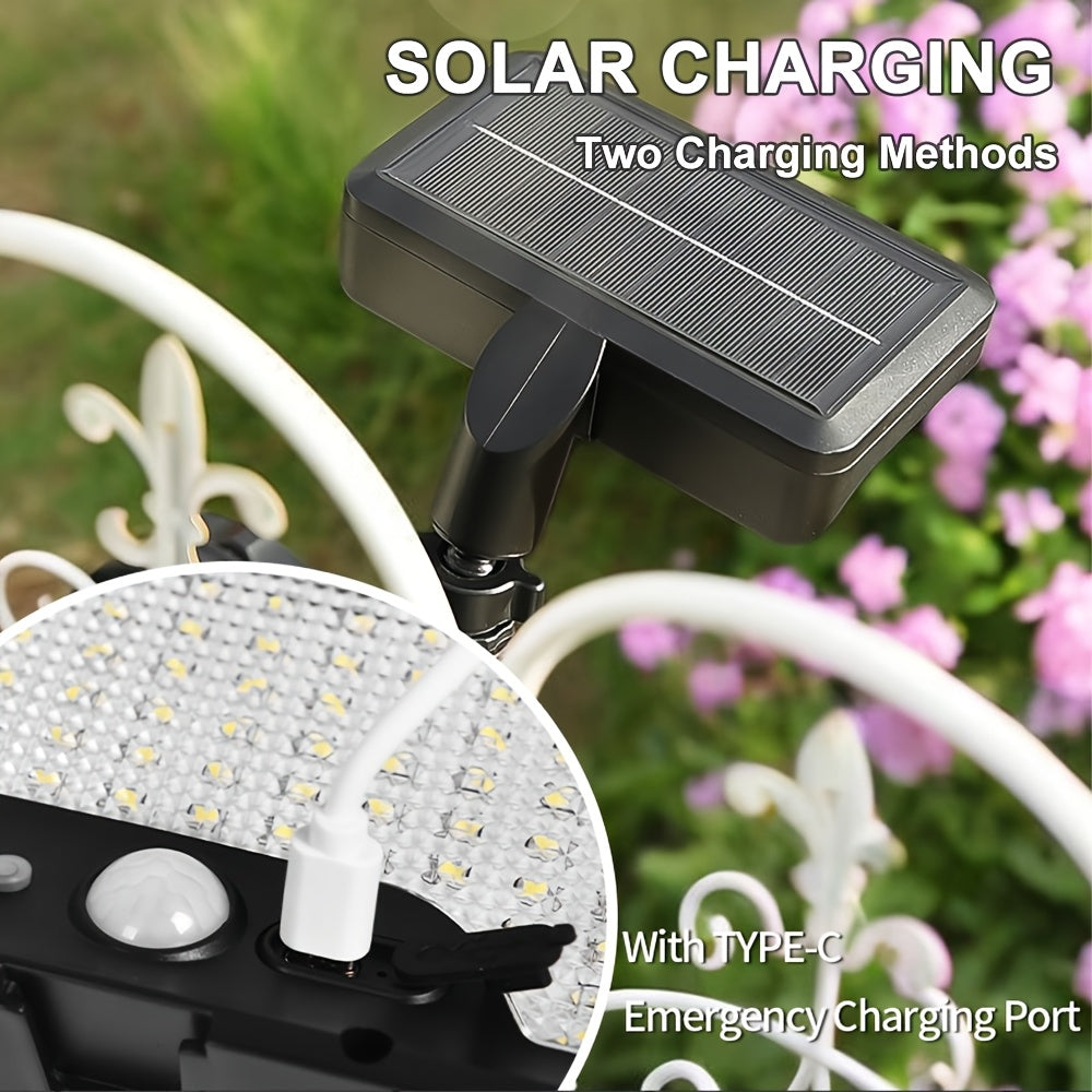 2 Pack Solar Sensor Outdoor Light, 92 LED Floodlight, USB/Solar Dual Charging, Adjustable Angle, Three Lighting Modes, with Magnetic Mount, Portable Outdoor Fence Light, Perfect for Garden, Fence, Wall, Deck, Commercial Street Lighting