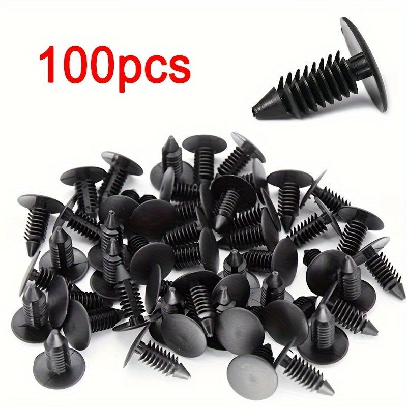50/100-Pack 8mm Auto Plastic Barbed Christmas Tree Rivet Clips – Plastic Push Retainer Rivets, Bumper Rivets, Fender Clips for GM & Ford