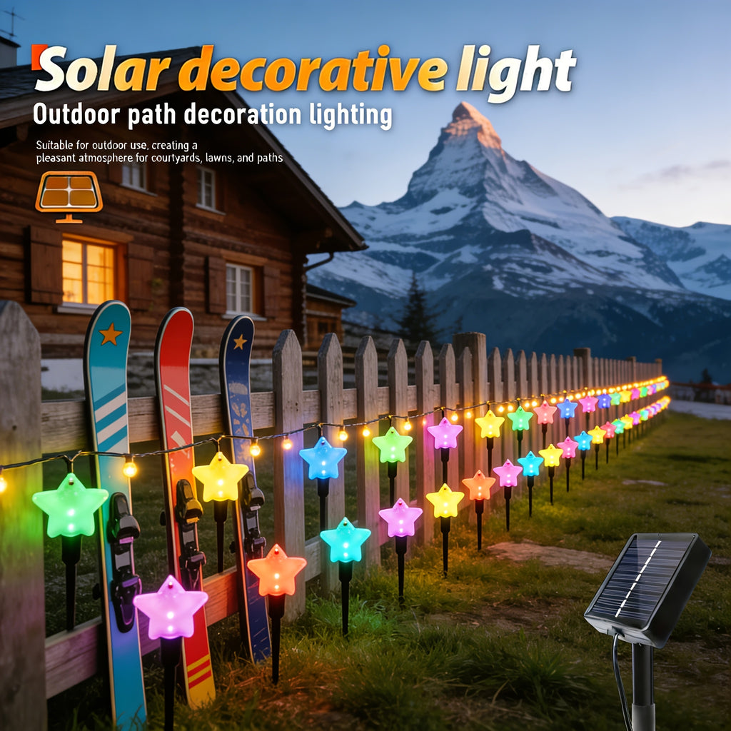 Outdoor Solar Courtyard Light, 10-LED Star Solar Courtyard Light, Outdoor Decorative LED Light, Suitable for Outdoor Garden Path, Lawn Decoration, Perfect for Valentine's Day, Mother's Day, New Year and Ramadan Decoration