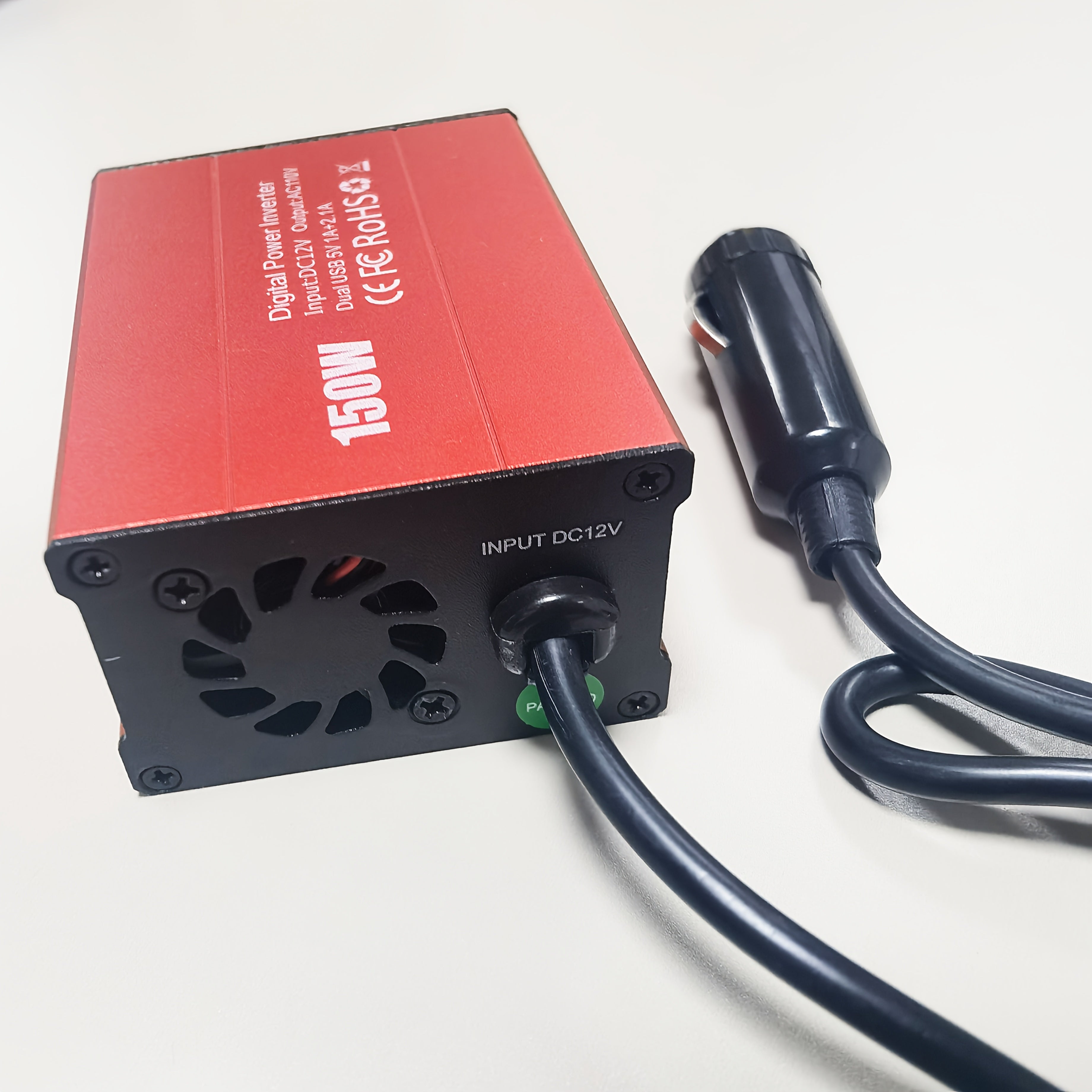 150W 车载逆变器 12V DC 转 110V AC 车载插头适配器转换器，带 3.1A 双 USB AC 车载充电器，适用于笔记本电脑，不含电池