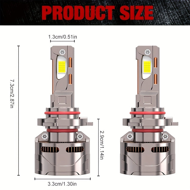 两个250W High-powe White Headlamp 9005/HB3-D010 4/H7/H1/H4/9003/HB2/H11/H18/H16, 60000LM 7500K 9570 CSP CHIP 950% BRIGHTNESS 12v