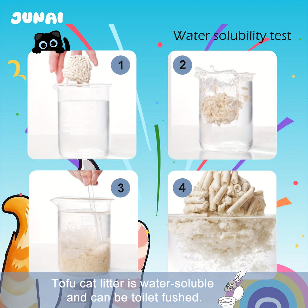 豆腐猫砂三包原味除臭型，超强吸水性，可水溶，每袋1.5毫米5.07磅，即冲即冲，快速结团，真正无尘，低二次污染，轻质适合多猫家庭