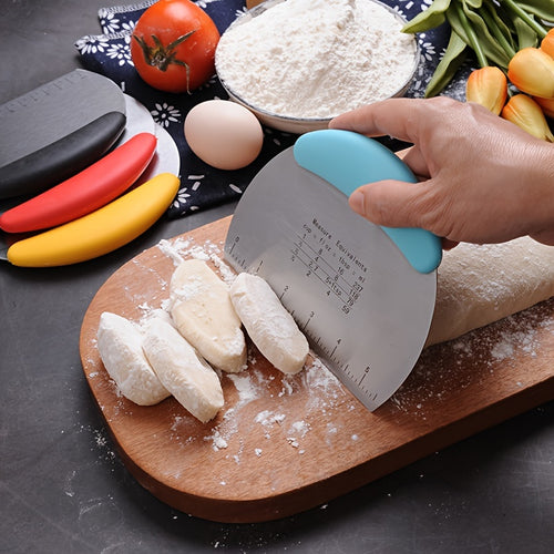 1PC Dough Scraper, Stainless Steel Cutter, Food Scraper, Pastry Dividing Tool, Bread and Bakery Cutting Board, Baking Kitchen Gadget