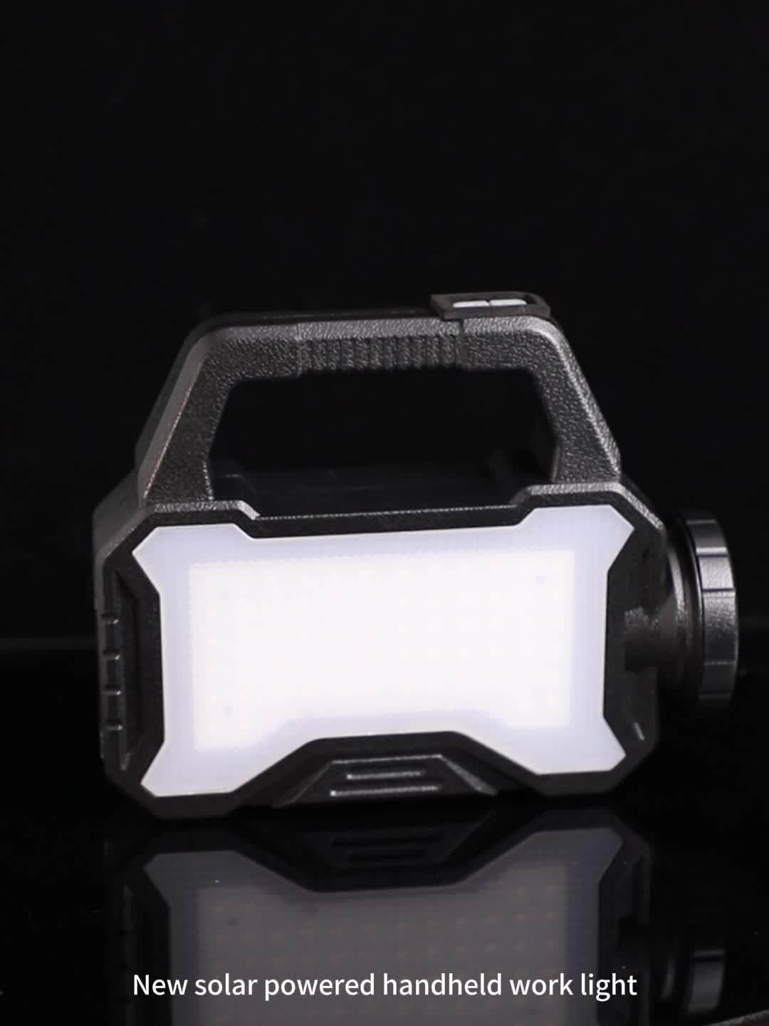 One Rechargeable Portable Solar Flashlight, Multi-Functional Handheld Light, Emergency Flashlight, Rechargeable, Can Be Used as a Power Bank for Mobile Phones, Ideal for Camping & Fishing