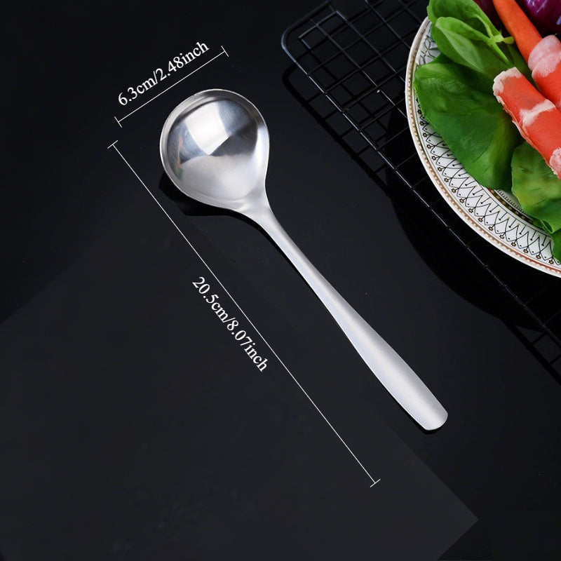 4-Piece Elegant Stainless Steel Soup Spoon Set – Long Handle, Durable & Multi-Purpose – Perfect for Hot Pot, Congee – Ideal Choice for Home, Restaurant & Food Trucks