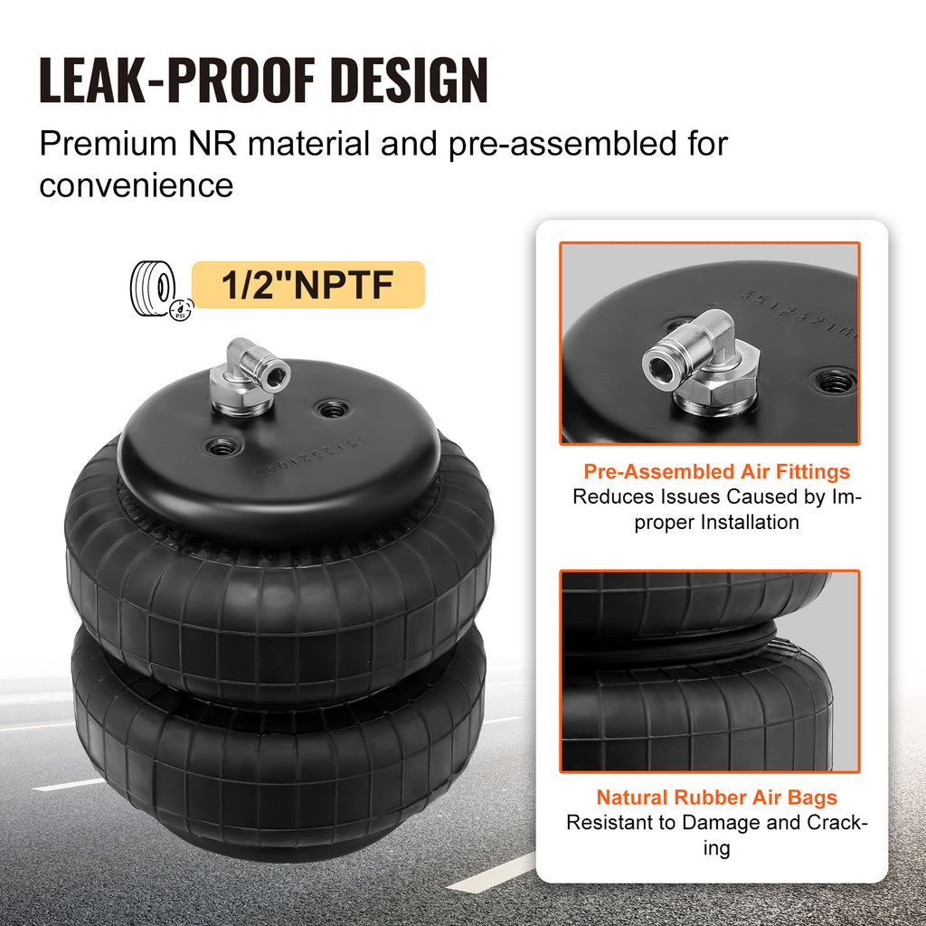 VEVOR Air Bag Suspension Kit, Air Spring Suspension Bag Kit, 5000 Lbs Load Capacity, 5 to 100 PSI
