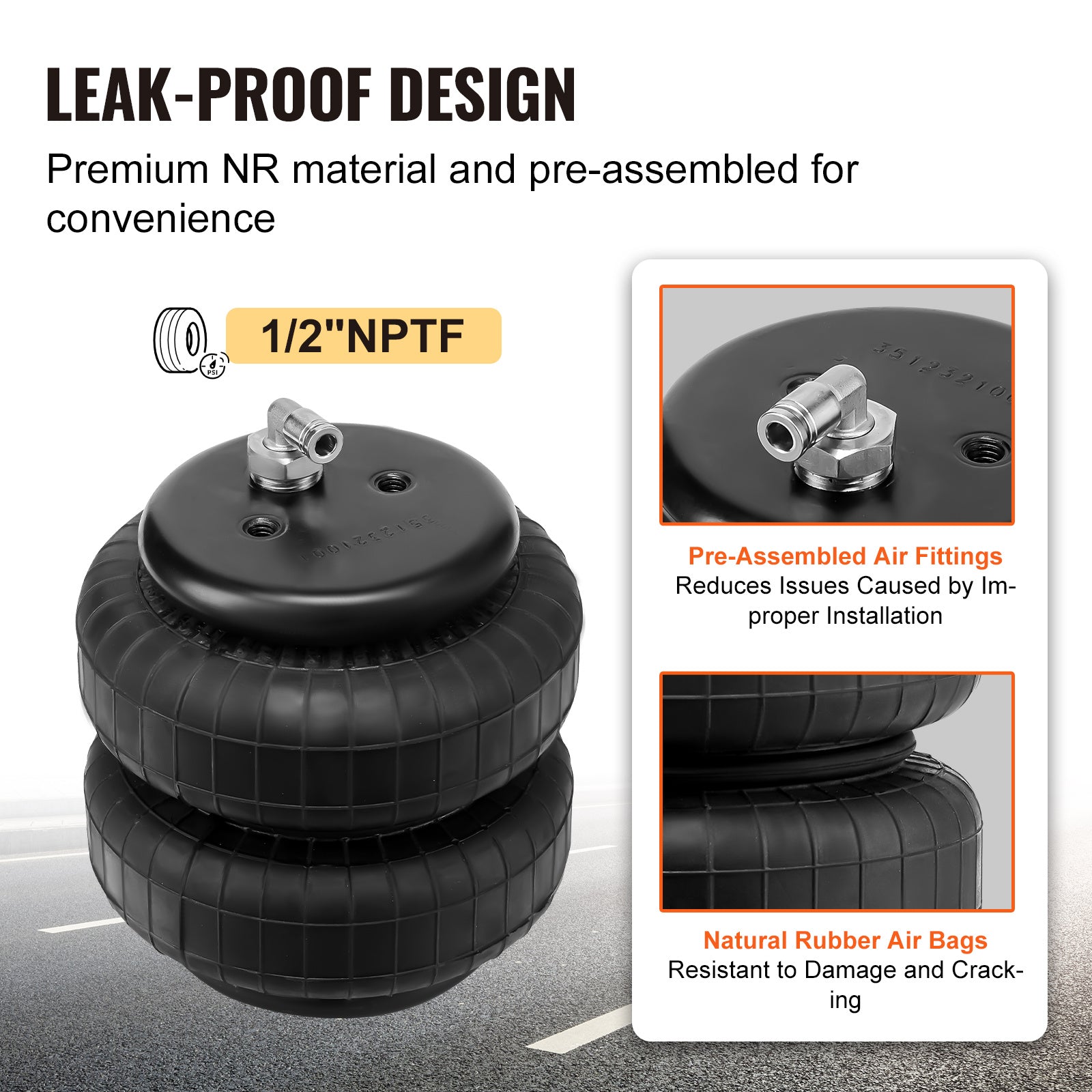 VEVOR Air Bag Suspension Kit, Air Spring Suspension Bag Kit, 5000 Lbs Load Capacity, 5 to 100 PSI