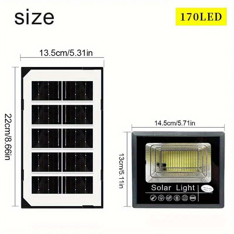 2-Pack Solar Floodlight 170LED Wall-Mounted Security Lighting Dusk to Dawn Automatic On/Off Solar Semi-Flush Mount Light Suitable for Yard, Courtyard, Garden, Cabin, Lodge, Porch